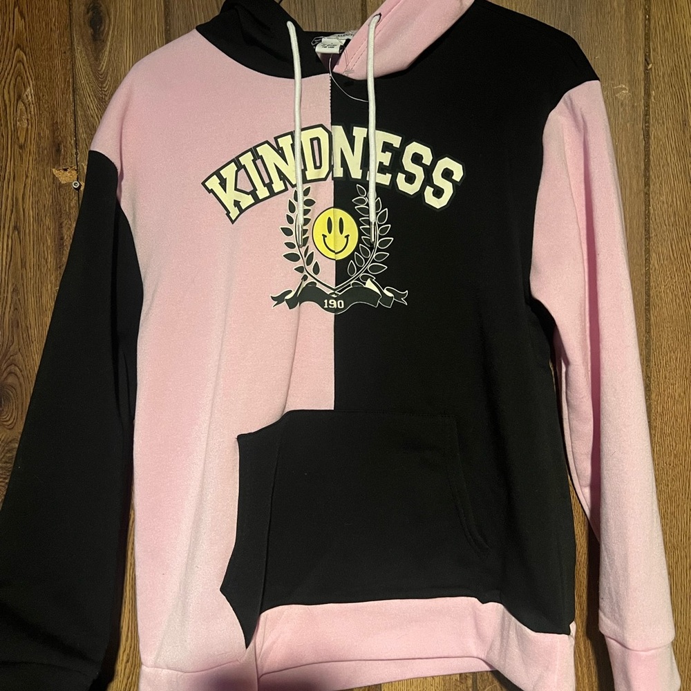 Pink & Black Kindness Hearts Collective Sweater, Never Worn, Size Large